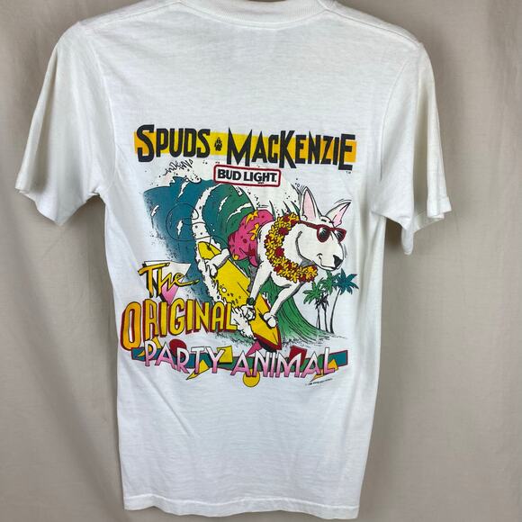 Spuds Mackenzie Bud Light Party Animal 80's Vintage Single Stitch T-Shirt Small - Picture 1 of 11